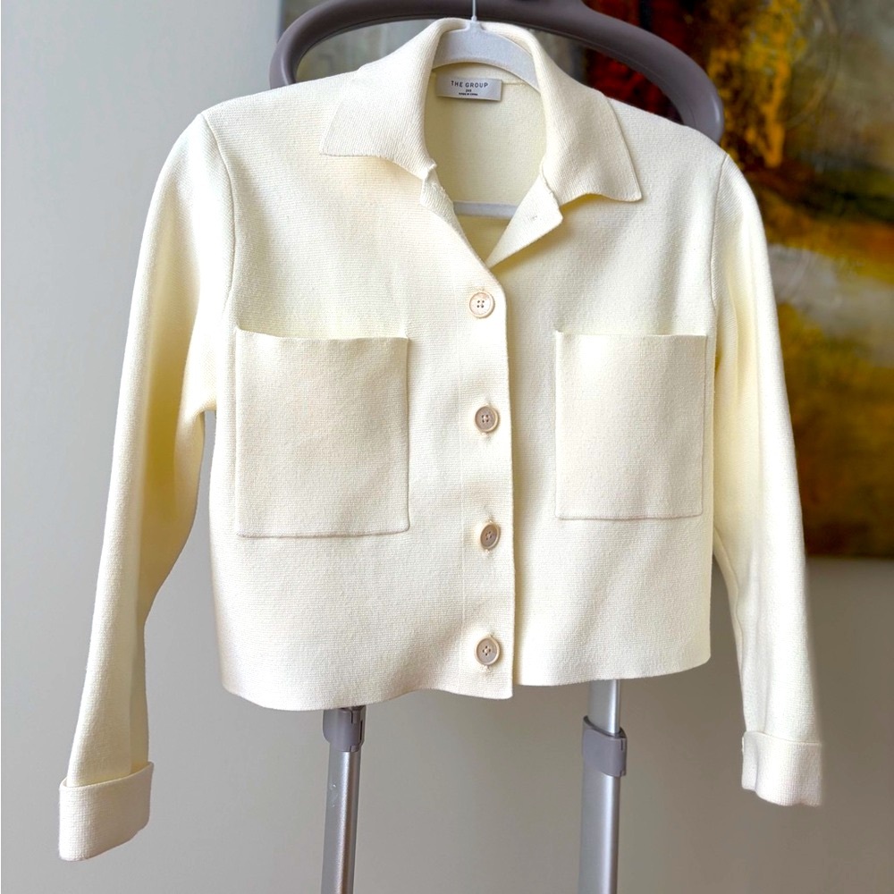 XS/S Aritzia Society Cardigan knit Sweater OVERSIZED (tag XXS) Light Birch IVORY